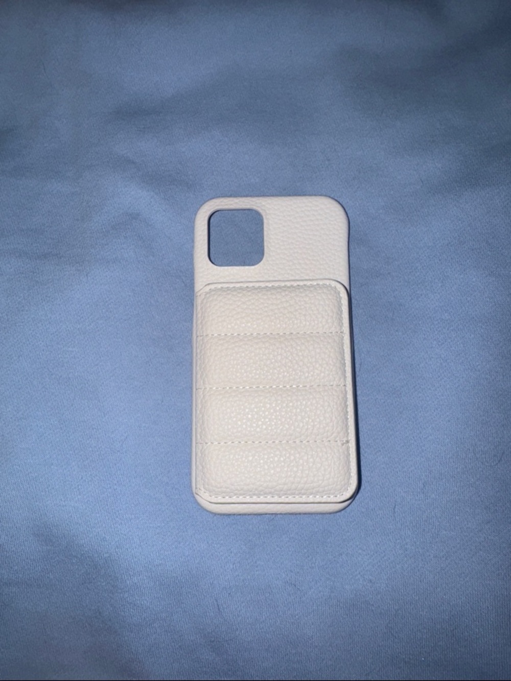 White Leather Quilted Phone Case with Wallet